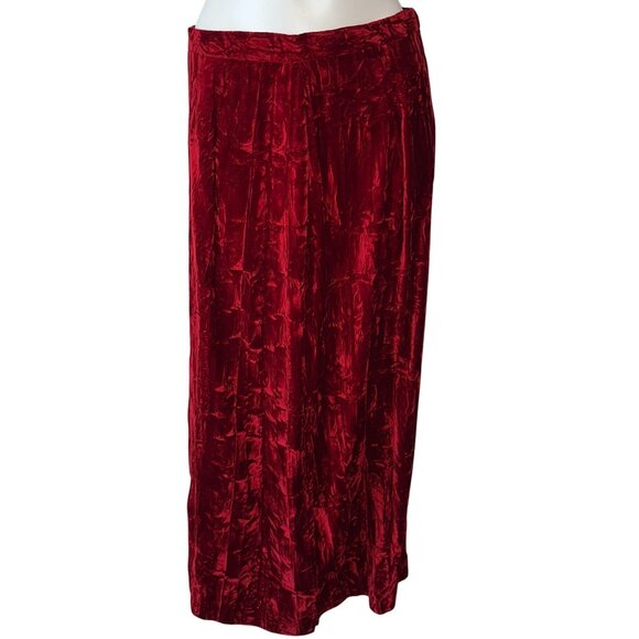 Vtg 70s Joy Stevens Red Crushed Velvet Maxi Skirt Boho Whimsygoth Size 15/16 - Picture 1 of 6